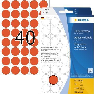 HERMA Markierungspunkt 19mm Papier rot 1.280 Etik./Pack. 19mm Papier rot 1.280 Etik./Pack.