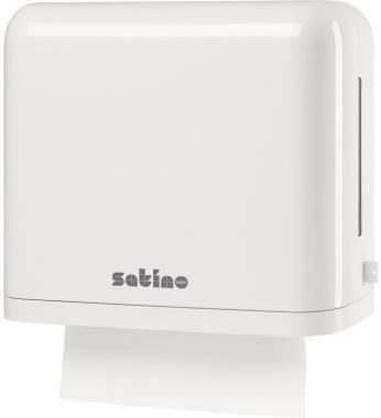 SATINO BY WEPA Handtuchspender small Z/Z-Falz / V-Falz C-Falz Z-Falz Interfold-Falz / W-Falz 32,7 x 28,3 x 15,1 cm (B x H x T) Kunststoff weiß