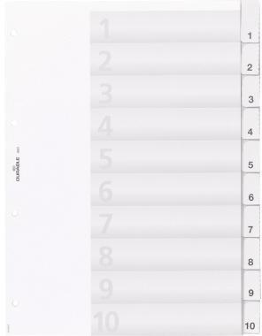 DURABLE Ordnerregister DIN A4 1-10 blanko Kunststoff transparent 10 Registerblätter