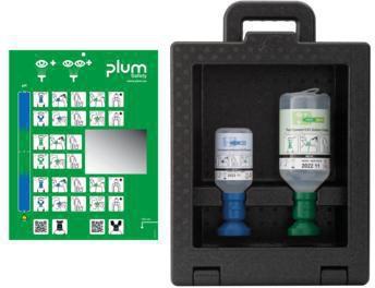 plum Augenspülstation iBox 2 42,5 x 29 x 13,5 cm (B x H x T) je 1 x 200 ml Eyewash pH Neutral 4.9 % Phosphate (4752) 500 ml Eyewash 0,9 % Sodium Chloride