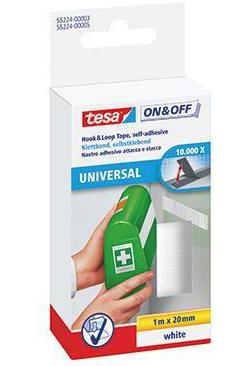 tesa Klettband ® On & Off® 20 mm x 1 m (B x L) selbstklebend weiß