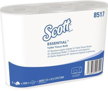 SCOTT Toilettenpapier ® ESSENTIALT 2-lagig Tissue 100 % recycelt weiß 600 Bl./Rl. 6 Rl./Pack.