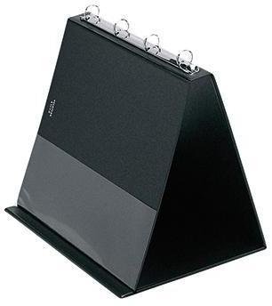 VELOFLEX Tischflipchart DIN A4 quer 4 Ringe Rundmechanik PVC-Folie kartonverstärkt schwarz 10 Hüllen