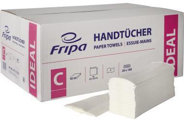 FRIPA Papierhandtuch Ideal 25 x 33 cm (B x L) Zellstoff-Mix hochweiß 20 x 180 Bl./Pack.