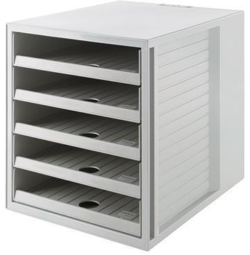 HAN Schubladenbox SCHRANK-SET KARMA 5 Schubladen DIN A4 DIN C4 Kunststoff 80-100 % Rezyklat Gehäusefarbe: öko-grau Farbe der Schublade: öko-grau