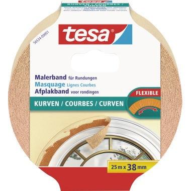 tesa Kreppband KURVEN Einsatzbereich: Innenbereich Maße: 38 mm x 25 m (B x L)