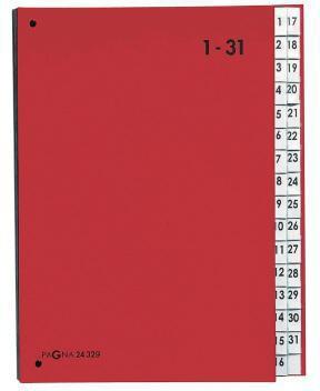 PAGNA Pultordner DIN A4 1-31 Karton/Papier laminiert rot 32 Fächer