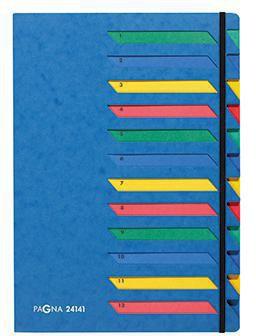 PAGNA Ordnungsmappe Deskorganizer Classic DIN A4 Pressspan Farbe: blau Farbe des Fächerblocks: mehrfarbig 12 Fächer
