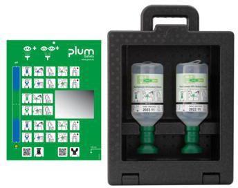 plum Augenspülstation iBox 2 42,5 x 29 x 13,5 cm (B x H x T) 2 x 500 ml Eyewash 0,9 % Sodium Chloride (4604) Polypropylen schwarz