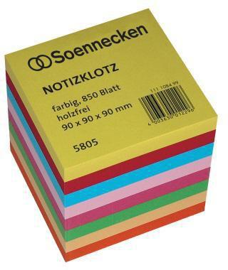 Soennecken Zettelklotz 9 x 9 x 9 cm (B x H x T) 80g/m² holzfrei mehrfarbig 850 Bl.