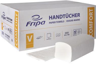 FRIPA Papierhandtuch Comfort 25 x 23 cm (B x L) 100 % Zellstoff hochweiß 20 x 160 Bl./Pack.