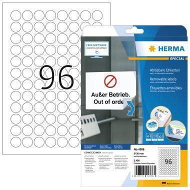 HERMA Universaletikett 20mm wieder ablösbar Papier weiß 2.400 Etik./Pack.