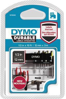 DYMO Schriftbandkassette ® D1 12 mm x 3 m (B x L) schwarz weiß