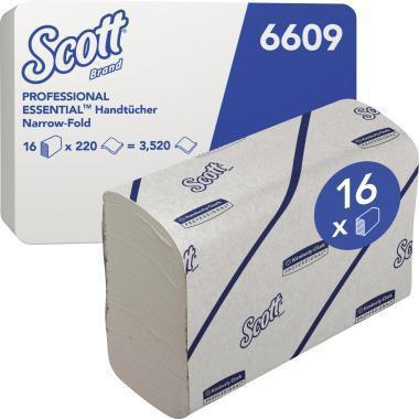 SCOTT Papierhandtuch ® EssentialT 21,2 x 18,6 cm (B x L) Papier 100 % recycelt weiß 16 x 220Bl./Pack.