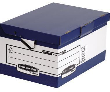 Bankers Box Archivbox ® System ERGO-StorT Maxi 39 x 31 x 56,5 cm (B x H x T) DIN A4 Folio mit Archivdruck Wellpappe 100% recycelt blau/weiß