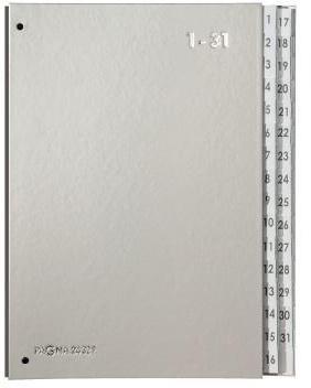 PAGNA Pultordner DIN A4 1-31 Karton/Papier laminiert silber 32 Fächer