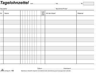 RNK VERLAG Lohnarbeitsnachweis DIN A5 quer 3 Durchschläge 3 x 40 Bl.