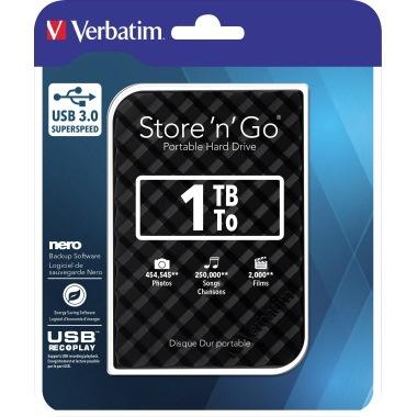 Verbatim Festplatte extern Store 'n' Go 119 x 81 x 14.5 mm (B x H x T) USB 3.0 1 Tbyte inkl. USB 3.0-Kabel Kurzanleitung Software-Paket (Backup Energiesparen