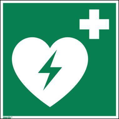 Neutralware Hinweisschild 20 x 20 cm (B x H) E010 Defibrillator als Fahnenschild Hart-PVC