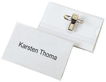 VELOFLEX Namensschild VELOCARD® 90 x 57 mm (B x H) Kombiklemme transparent 25 St./Pack.