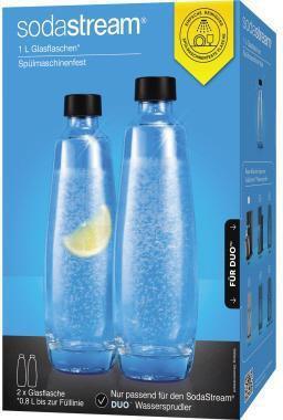 SODASTREAM Sprudlerflasche Wassersprudler DUO Titan 1016812491 1 l Fülllinie 0,84l spülmaschinengeeignet Glas 2 St./Pack.