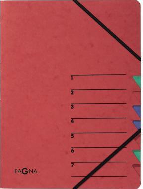 PAGNA Ordnungsmappe EASY DIN A4 225g/m² Pressspankarton Farbe: rot Farbe des Fächerblocks: mehrfarbig 7 Fächer