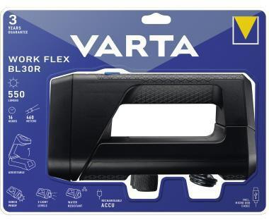 VARTA Taschenlampe Work Flex® BL30R 460m High: 550 Im Low: 90lm LED High: 3 h Low: 16 h Akku Li-Ion Polycarbonat/ABS Kunststoff/Polyoxymethylen