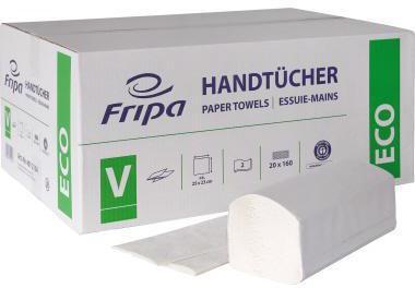 FRIPA Papierhandtuch ECO 25 x 23 cm (B x L) Papier 100 % recycelt weiß 20 x 160 Bl./Pack.