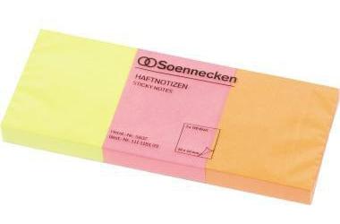 Soennecken Haftnotiz 40 x 50 mm (B x H) neonfarben 100 Bl./Block 3 Block/Pack.