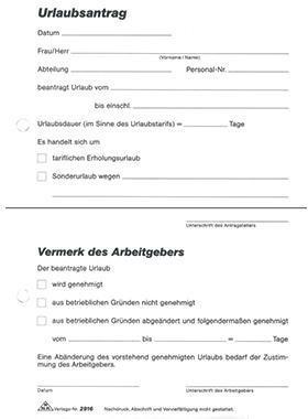 RNK VERLAG Urlaubsantrag DIN A5 selbstdurchschreibend 2 x 40 Bl. 1 Durchschlag