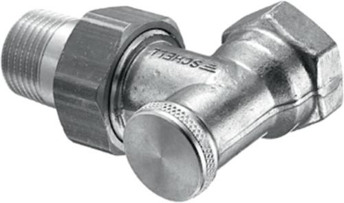 SCHELL Heizkörperverschraubung absperrbar 10 bar, Eck mattnickel, 1/2Zoll