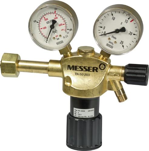 MESSER-CUTTING Flaschendruckminderer CONSTANT 2000 Argon / CO₂ 200 bar 1-stufig 16 l/min W 21,8 x 1/14″ RH