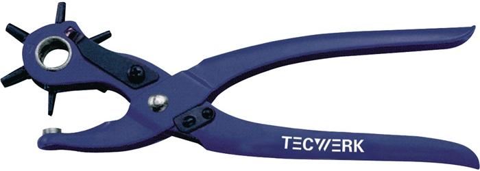 TECWERK Revolverlochzange Gesamtlänge 240 mm 2 / 2,5 / 3 / 3,5 / 4 und 5 mm blau pulverbeschichtet