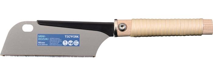 TECWERK Japansäge/Feinzugsäge Mini Dozuki Blattlänge 150 mm Gesamtlänge 370 mm gerader Rattangriff