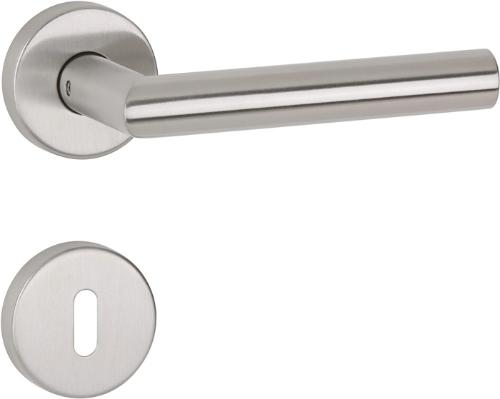 APTEC Drückergarnitur Basic 02 Edelstahl 60 Edelstahl matt Gehrung BB DIN links / rechts D/D