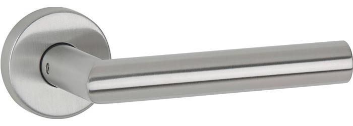 APTEC Drückergarnitur Basic 02 Edelstahl 60 Edelstahl matt Gehrung DIN links / rechts D/D