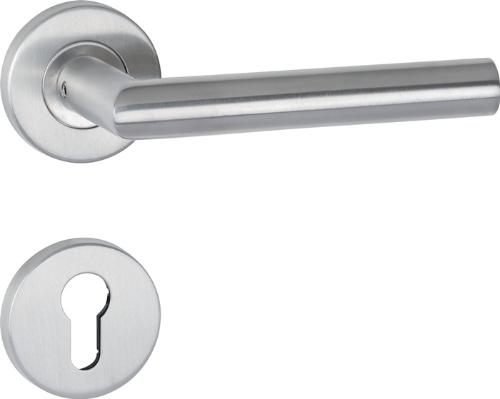 HERMAT Feuerschutzgarnitur Basic 2 Edelstahl 61 D/D für Türstärke 40−58 mm PZ abgerundet DIN links / rechts