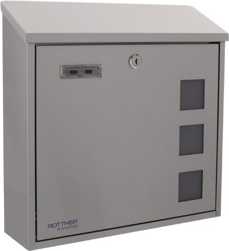 ROTTNER Briefkasten Muro Höhe 360 mm Breite 360 mm Tiefe 100 mm grau Edelstahl DIN C4