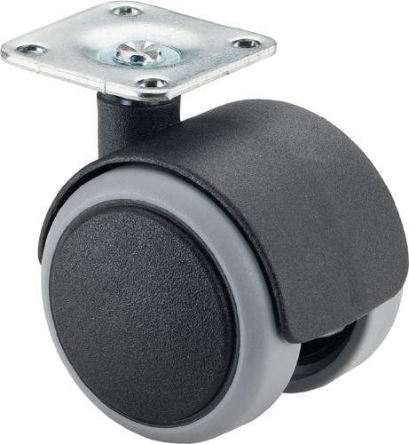 BS Rollen Kunststoffdoppelrolle Rad-Ø 40 mm Tragfähigkeit 30 kg mit Anschraubplatte Polyamid