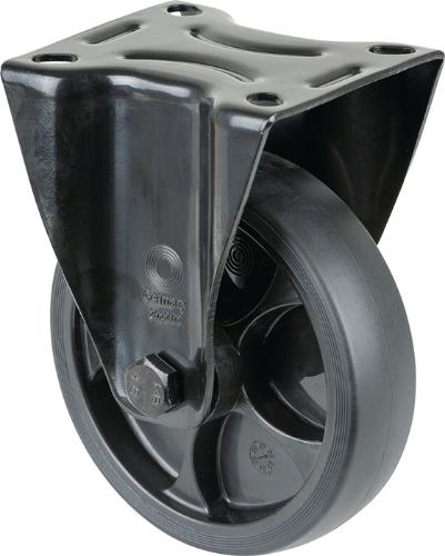BS Rollen Bockrolle Rad-Ø 125 mm Tragfähigkeit 120 kg Gummi Platte L104xB80 mm Farbe Rolle schwarz