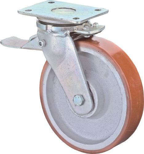 BS Rollen Schwerlastlenkrolle Rad-Ø 200 mm Tragfähigkeit 1000 kg mit Feststeller Guß-Polyurethan 138x110mm