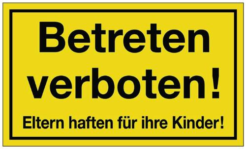 Hinweiszeichen Betreten verboten L300xB200 mm gelb schwarz Kunststoff