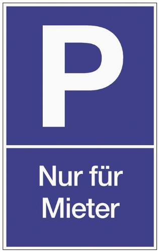Parkplatzbeschilderung Parken für Mieter L250xB400 mm Kunststoff blau/weiß