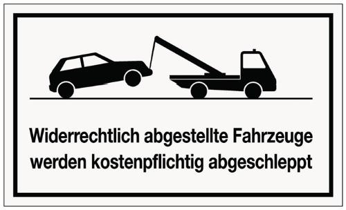 Hinweiszeichen Widerrechtliches Parken L250xB150 mm weiß schwarz Kunststoff