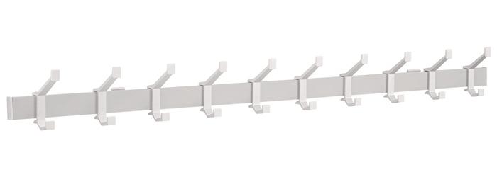 Hermeta Wandgarderobe Aluminium F1 matt silber 10 Hut-/Mantelhaken Länge 1250 mm Wandmontage Hakenabstand 150 mm