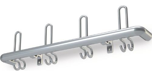 Haarmann Wandgarderobe Aluminium F1 naturfarbig 3 Hut-/6 Mantelhaken Länge 600 mm Hakenabstand 200 mm