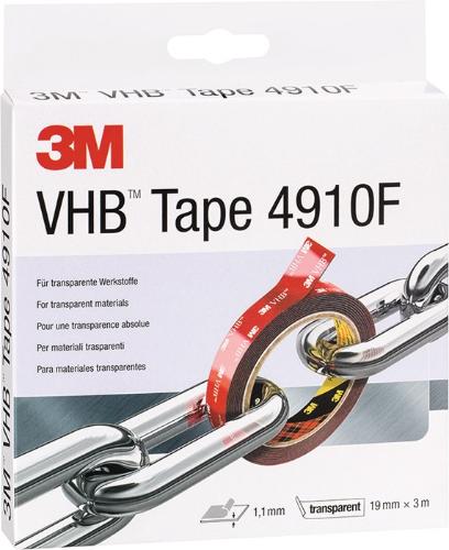 3M Montageband VHB Tape 4910F transparent Länge 3 m Breite 19 mm