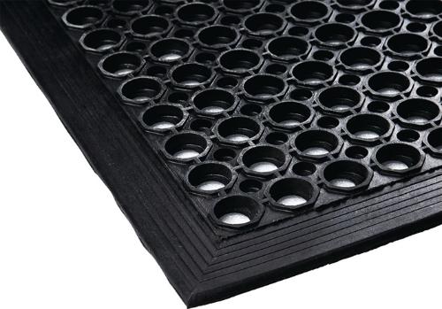Rubberselect Anti-Ermüdungsmatte Breite 0,9 m Länge 1,5 m Dicke 12 mm schwarz NR/SBR ohne Gewebeeinlage