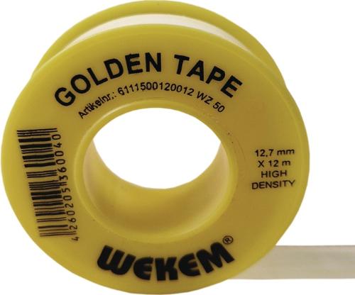 WEKEM PTFE Dichtband Golden Tape L12 m B12,7 mm D0,1 mm gelb 1 g/cm³