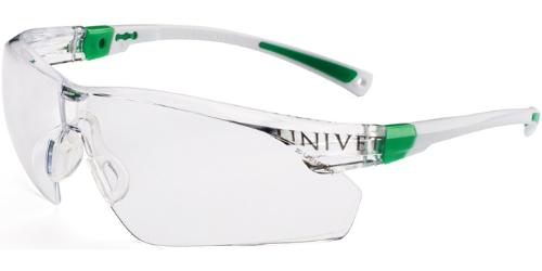 UNIVET Schutzbrille 506 UP EN 166, EN 170 Bügel weiß grün, Scheibe klar Polycarbonat